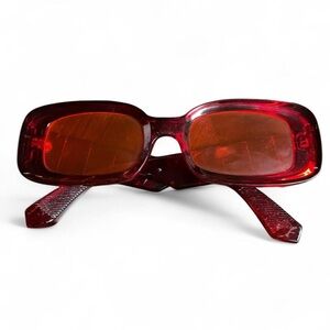 Chic Red Rectangular Sunglasses